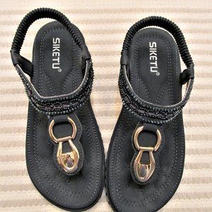 Navy Leather Sandals